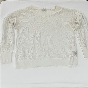 Vince Camuto Cream Textured Knit Top with Subtle Shimmer